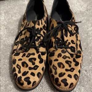 Cole Haan Leopard Print Lace-Up Oxfords in Tan and Black
